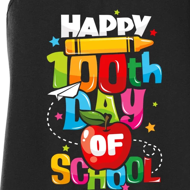 100th Day Of School Teachers Happy 100 Days Women's Racerback Tank