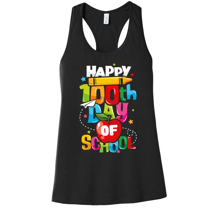 100th Day Of School Teachers Happy 100 Days Women's Racerback Tank