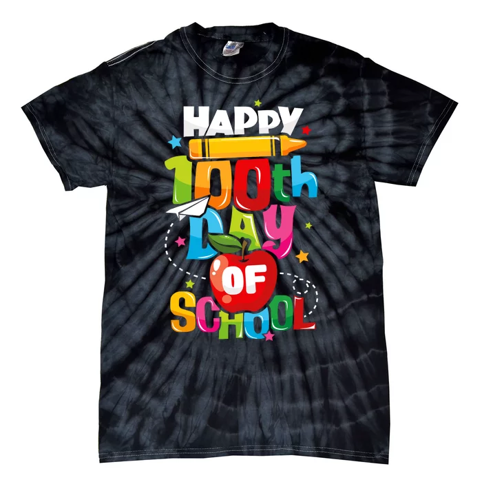 100th Day Of School Teachers Happy 100 Days Tie-Dye T-Shirt