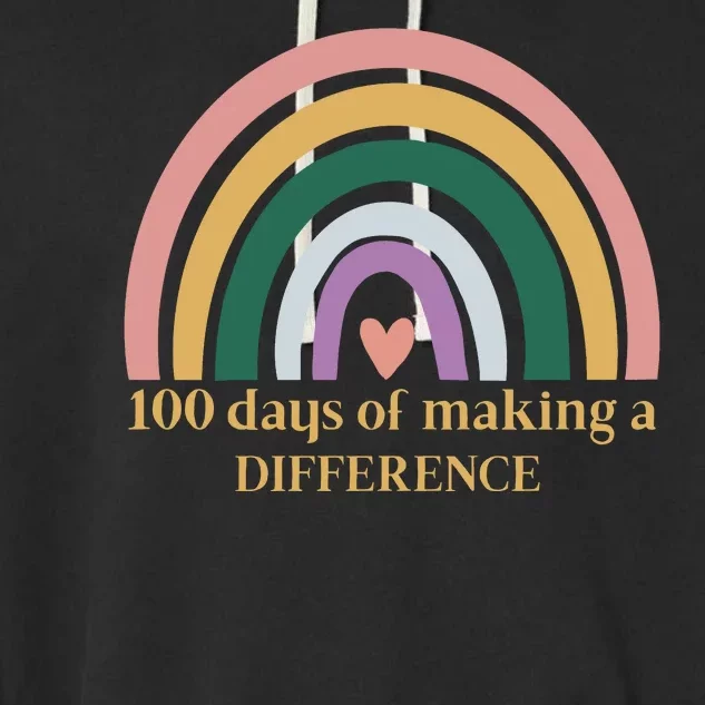 100 Days Of Making A Difference School Rainbow Garment-Dyed Fleece Hoodie