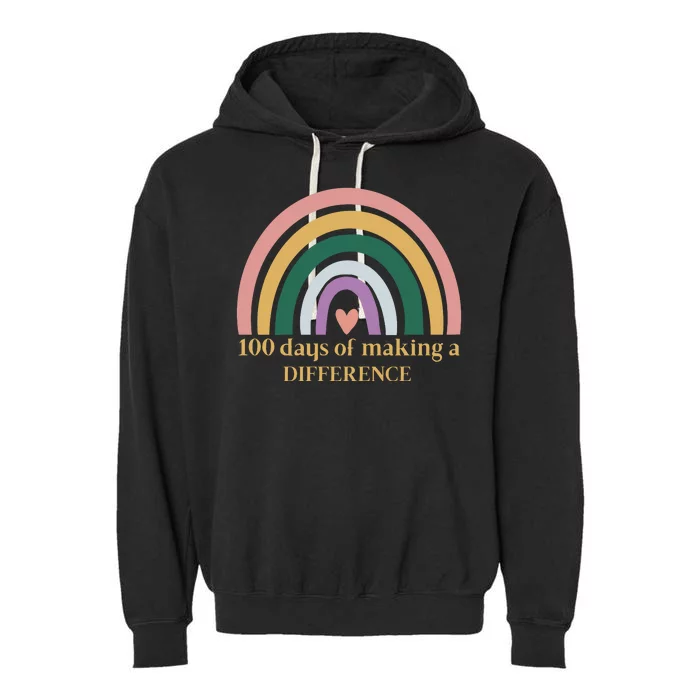 100 Days Of Making A Difference School Rainbow Garment-Dyed Fleece Hoodie