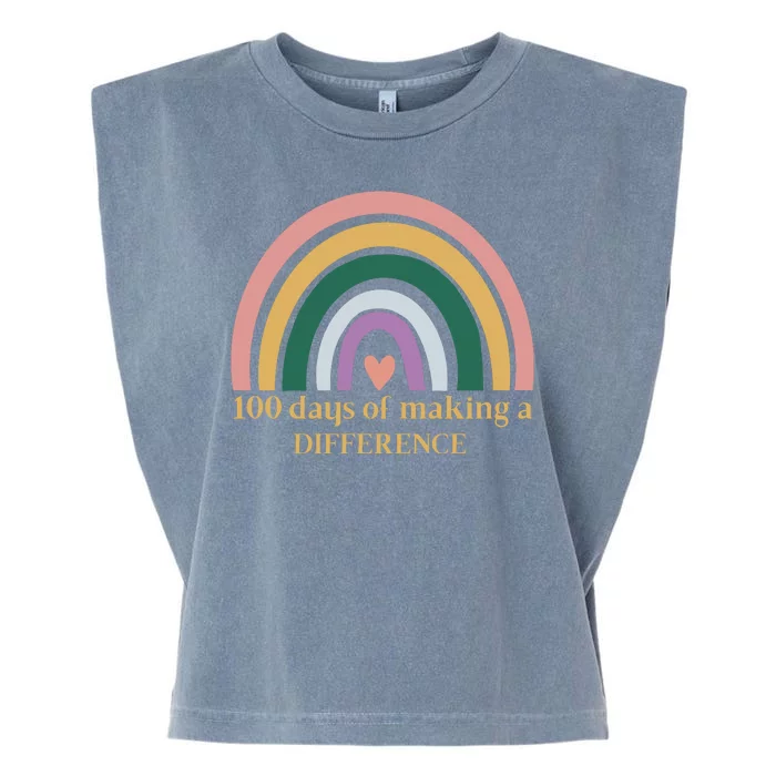 100 Days Of Making A Difference School Rainbow Garment-Dyed Women's Muscle Tee