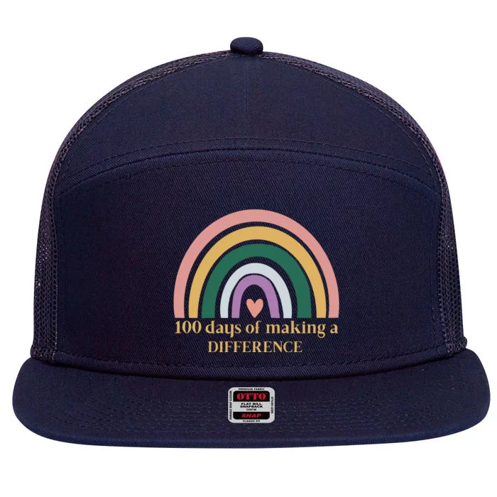 100 Days Of Making A Difference School Rainbow 7 Panel Mesh Trucker Snapback Hat