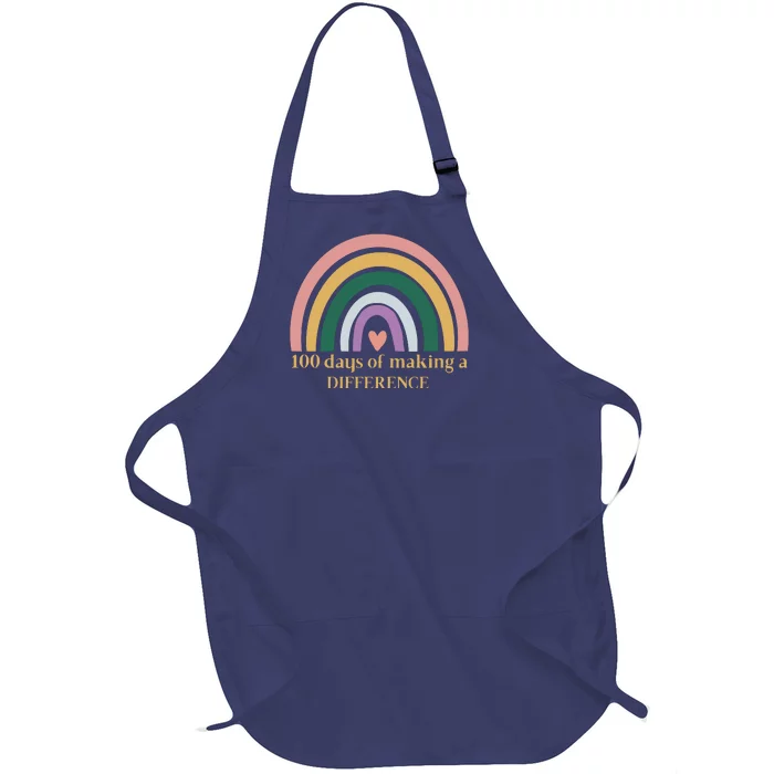 100 Days Of Making A Difference School Rainbow Full-Length Apron With Pocket