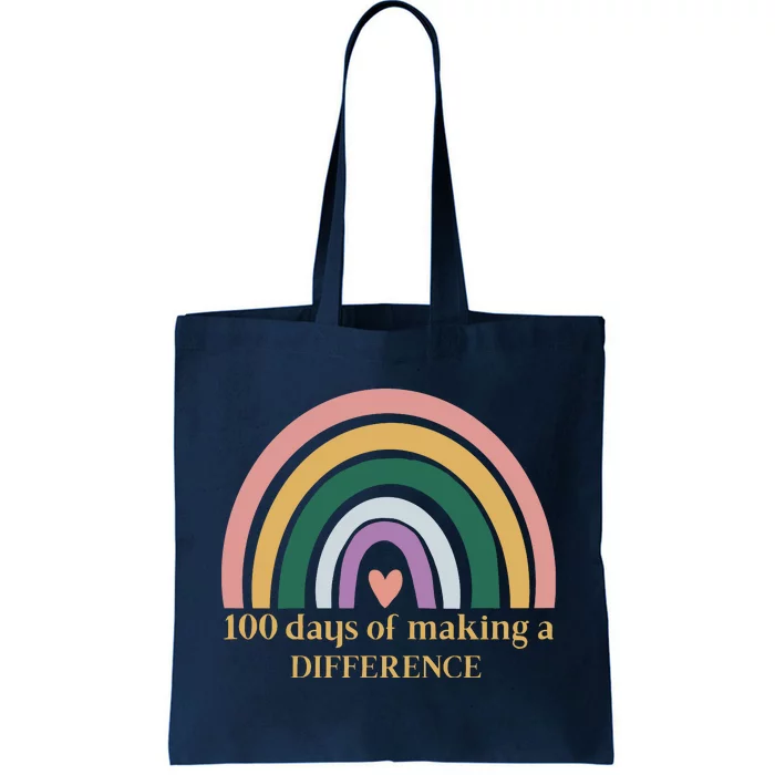 100 Days Of Making A Difference School Rainbow Tote Bag