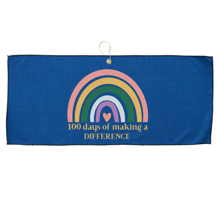 100 Days Of Making A Difference School Rainbow Large Microfiber Waffle Golf Towel