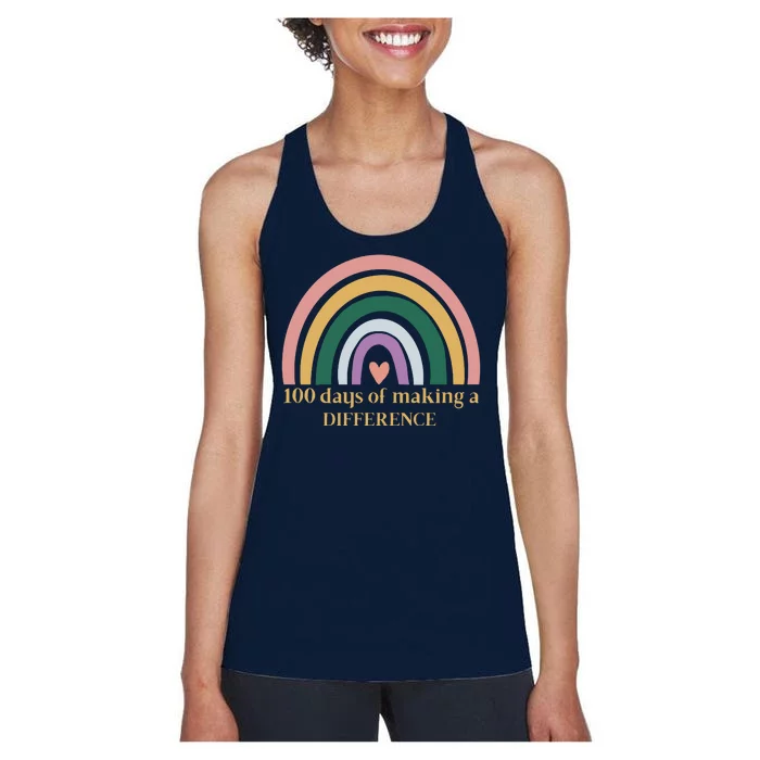 100 Days Of Making A Difference School Rainbow Women's Racerback Tank