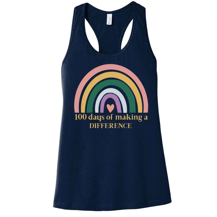 100 Days Of Making A Difference School Rainbow Women's Racerback Tank