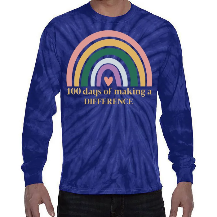 100 Days Of Making A Difference School Rainbow Tie-Dye Long Sleeve Shirt