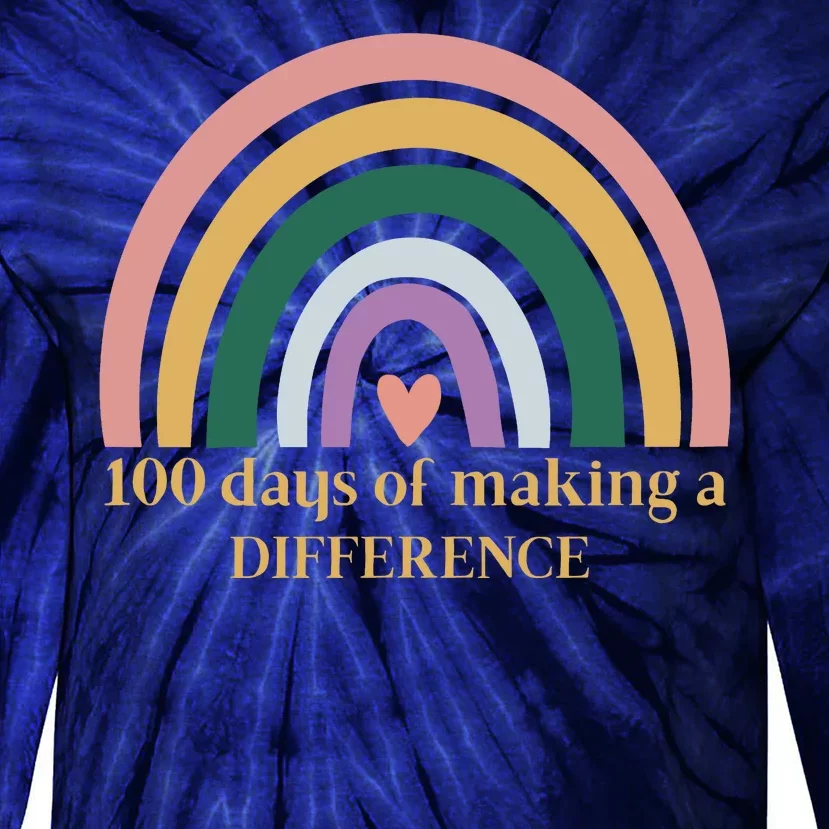 100 Days Of Making A Difference School Rainbow Tie-Dye Long Sleeve Shirt