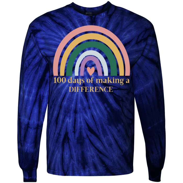 100 Days Of Making A Difference School Rainbow Tie-Dye Long Sleeve Shirt