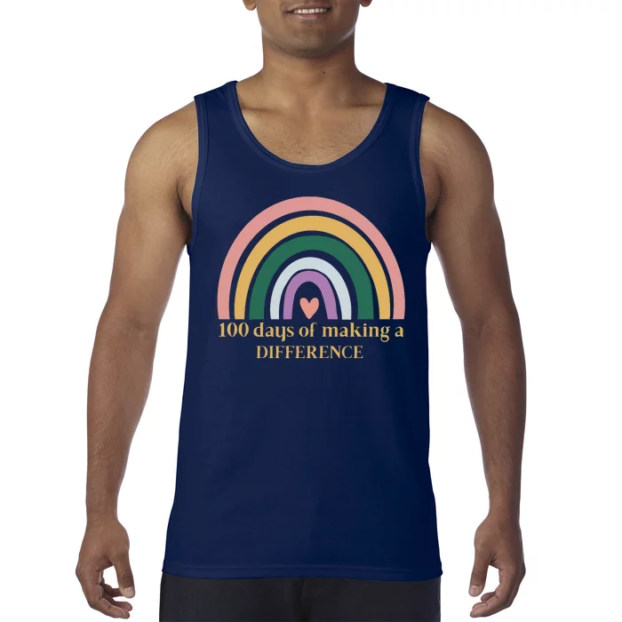 100 Days Of Making A Difference School Rainbow Tank Top