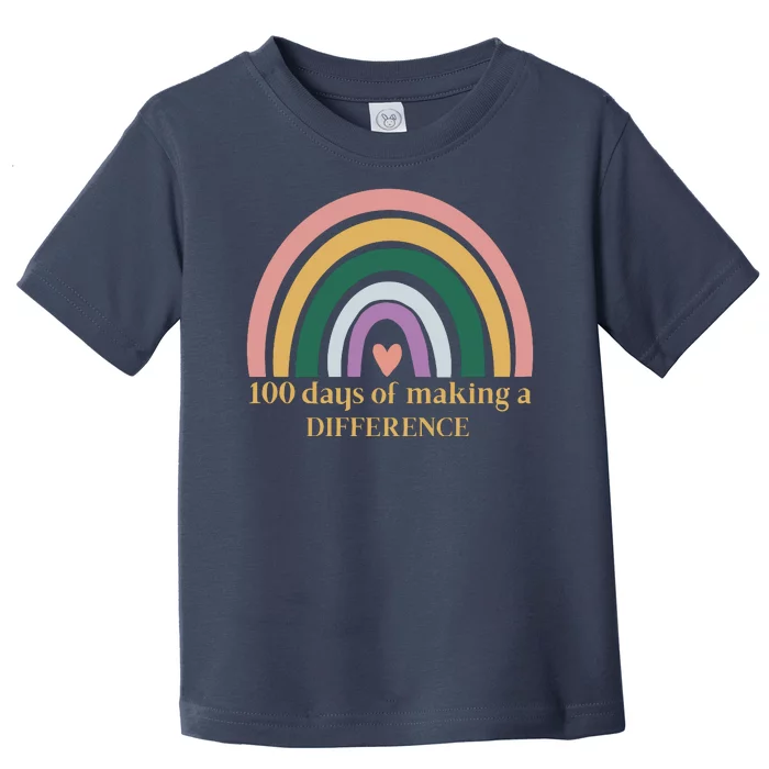 100 Days Of Making A Difference School Rainbow Toddler T-Shirt