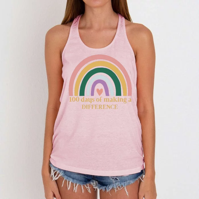 100 Days Of Making A Difference School Rainbow Women's Knotted Racerback Tank