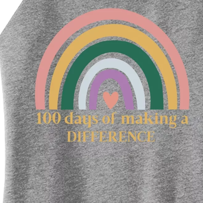 100 Days Of Making A Difference School Rainbow Women’s Perfect Tri Rocker Tank