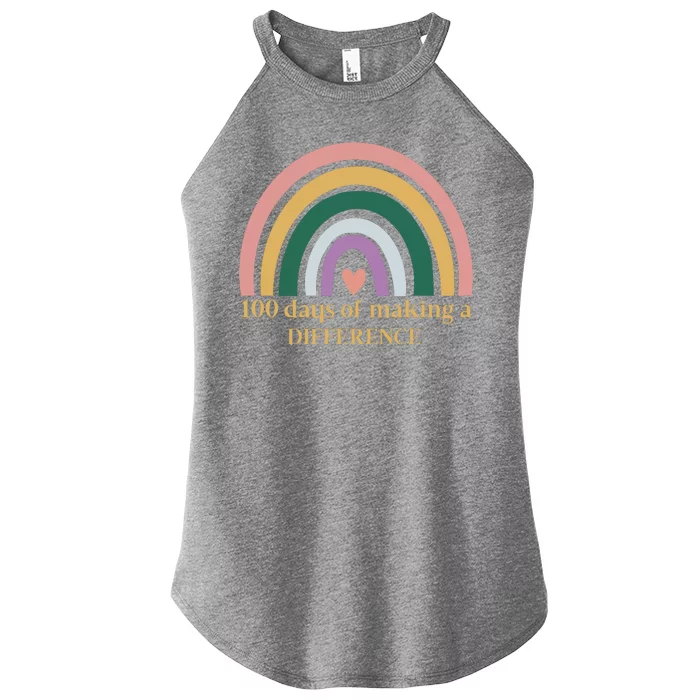 100 Days Of Making A Difference School Rainbow Women’s Perfect Tri Rocker Tank