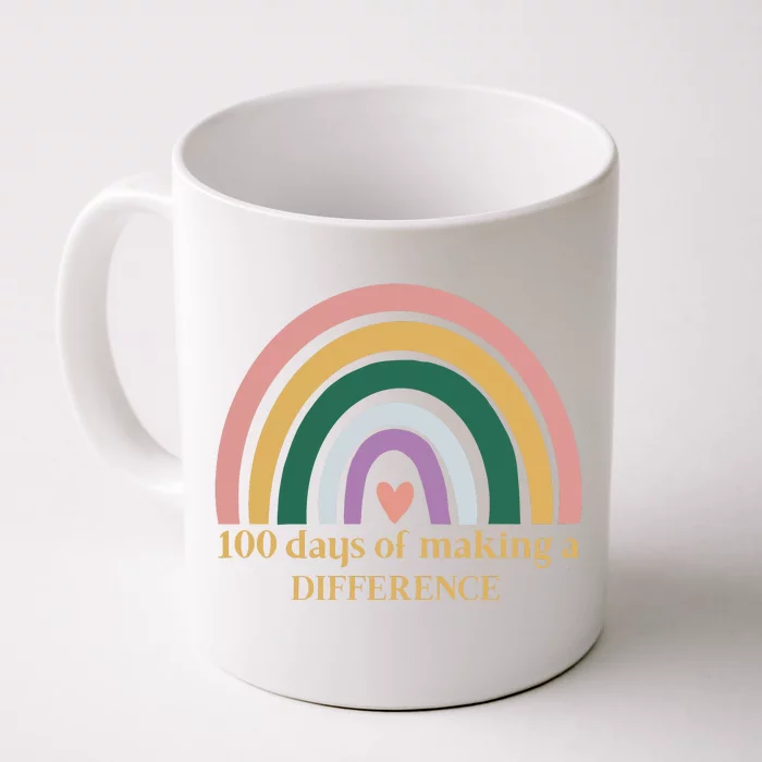 100 Days Of Making A Difference School Rainbow Front & Back Coffee Mug