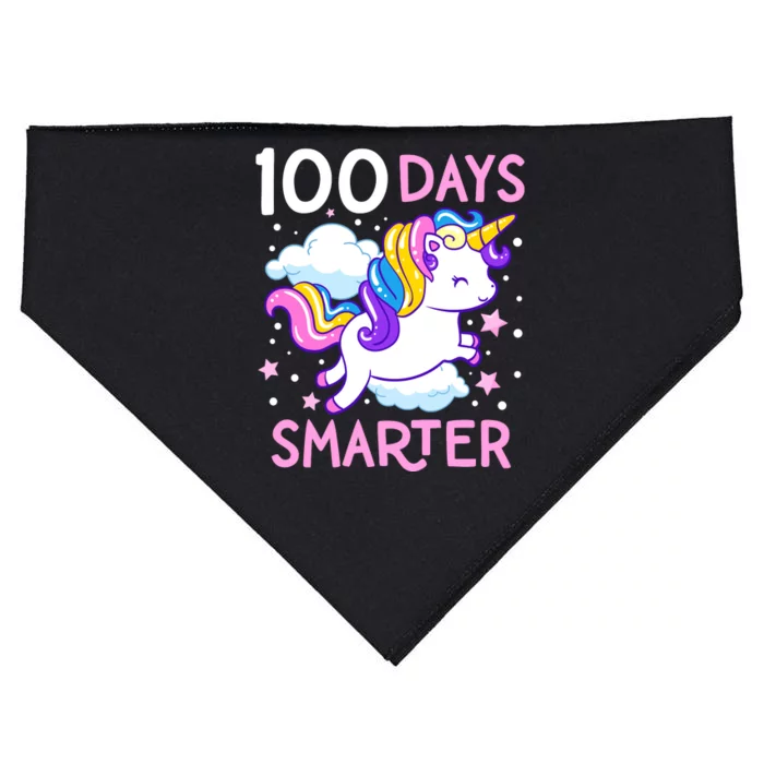 100th Day Of School Unicorn 100 Days Smarter Kindergarten USA-Made Doggie Bandana