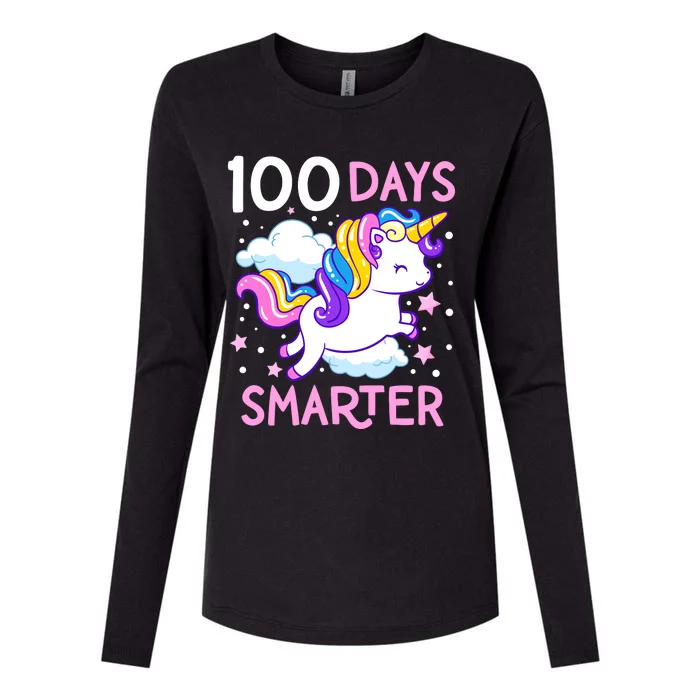 100th Day Of School Unicorn 100 Days Smarter Kindergarten Womens Cotton Relaxed Long Sleeve T-Shirt