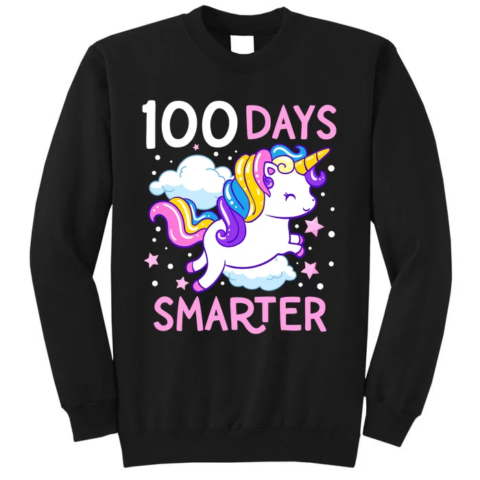 100th Day Of School Unicorn 100 Days Smarter Kindergarten Tall Sweatshirt