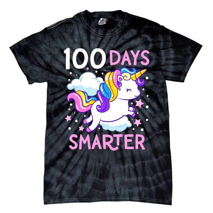 100th Day Of School Unicorn 100 Days Smarter Kindergarten Tie-Dye T-Shirt