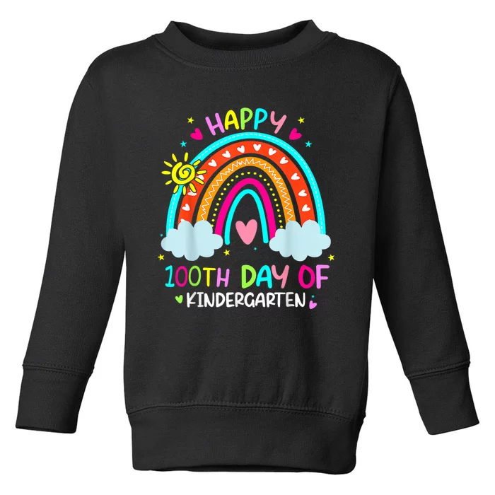 100th Day Of Kindergarten School Rainbow 100 Days Smarter Toddler Sweatshirt