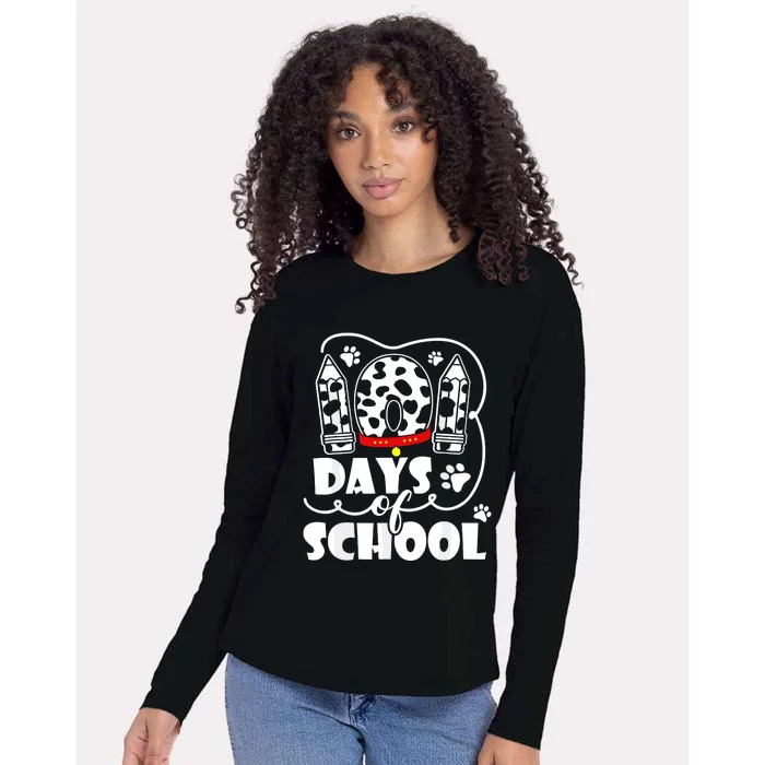 101 Days Of School Dalmatian Dog 100 Days Smarter Womens Cotton Relaxed Long Sleeve T-Shirt