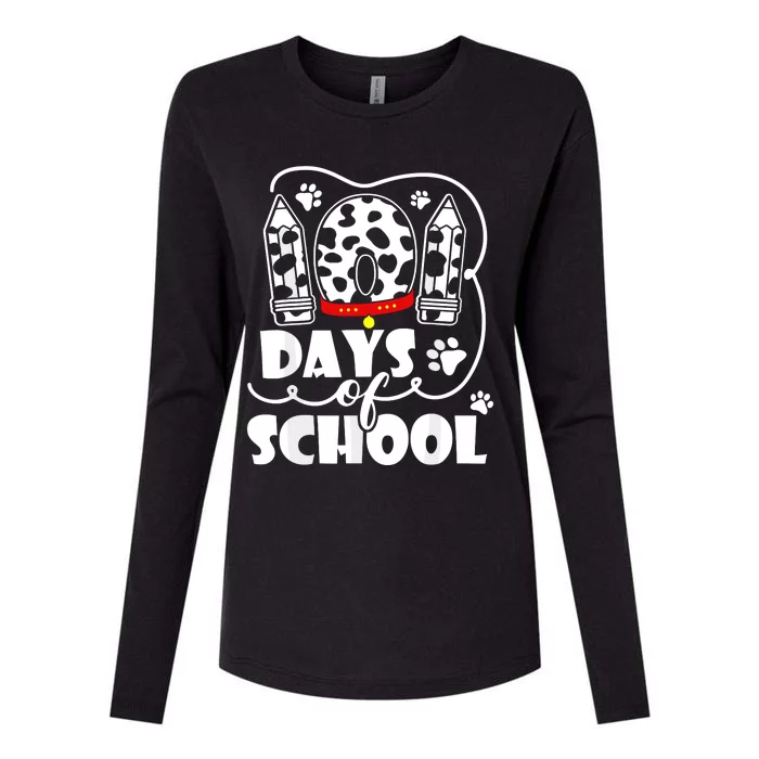 101 Days Of School Dalmatian Dog 100 Days Smarter Womens Cotton Relaxed Long Sleeve T-Shirt