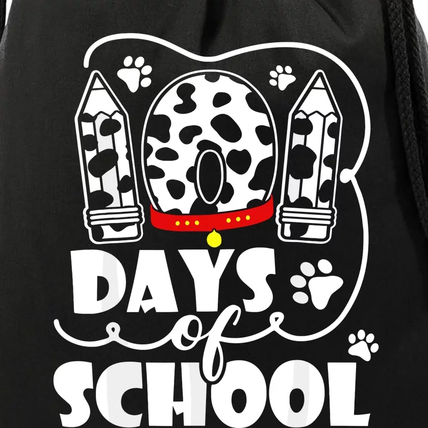 101 Days Of School Dalmatian Dog 100 Days Smarter Drawstring Bag