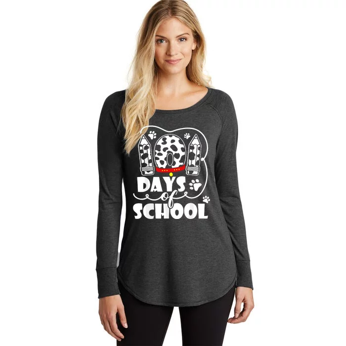 101 Days Of School Dalmatian Dog 100 Days Smarter Women's Perfect Tri Tunic Long Sleeve Shirt