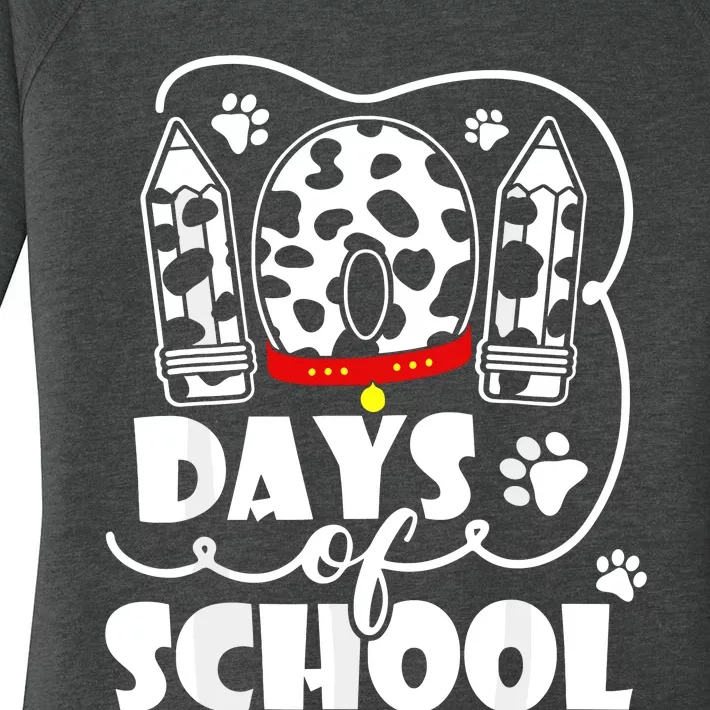 101 Days Of School Dalmatian Dog 100 Days Smarter Women's Perfect Tri Tunic Long Sleeve Shirt