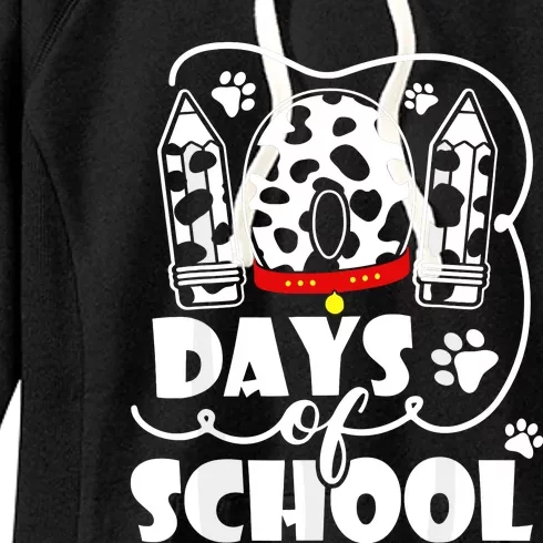 101 Days Of School Dalmatian Dog 100 Days Smarter Women's Fleece Hoodie