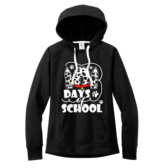 101 Days Of School Dalmatian Dog 100 Days Smarter Women's Fleece Hoodie