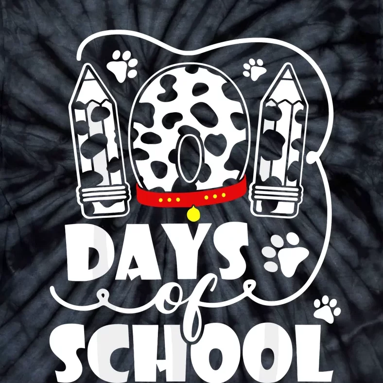 101 Days Of School Dalmatian Dog 100 Days Smarter Tie-Dye T-Shirt