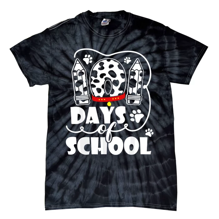 101 Days Of School Dalmatian Dog 100 Days Smarter Tie-Dye T-Shirt