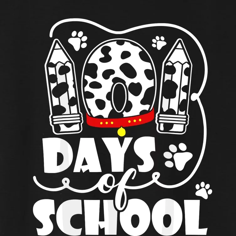 101 Days Of School Dalmatian Dog 100 Days Smarter Women's Crop Top Tee