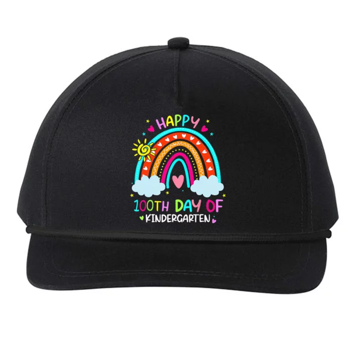 100th Day Of Kindergarten School Rainbow 100 Days Smarter Snapback Five-Panel Rope Hat