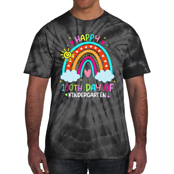 100th Day Of Kindergarten School Rainbow 100 Days Smarter Tie-Dye T-Shirt