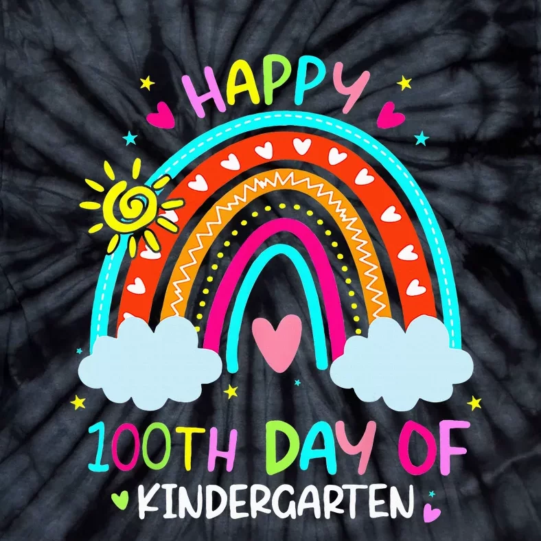 100th Day Of Kindergarten School Rainbow 100 Days Smarter Tie-Dye T-Shirt