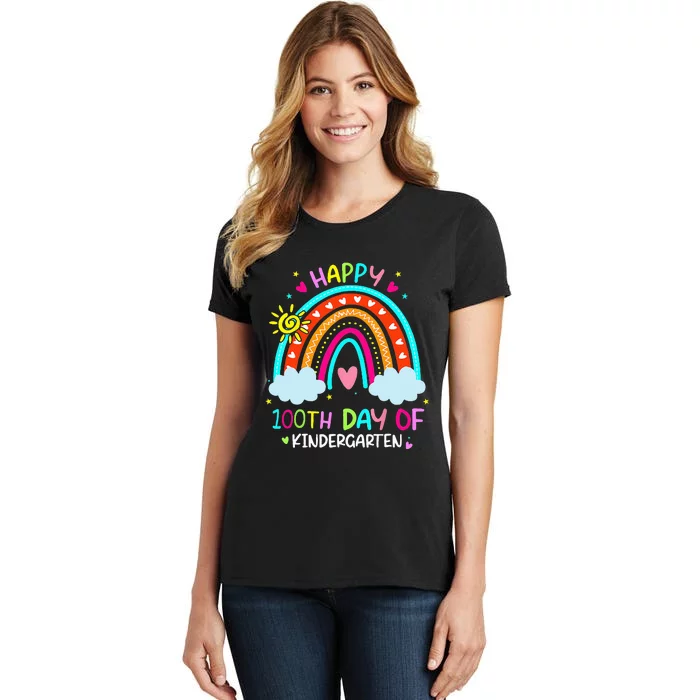 100th Day Of Kindergarten School Rainbow 100 Days Smarter Women's T-Shirt