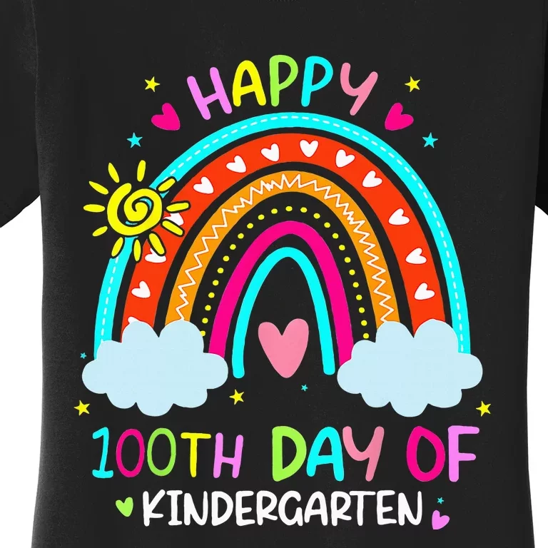 100th Day Of Kindergarten School Rainbow 100 Days Smarter Women's T-Shirt