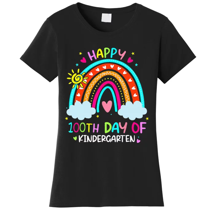 100th Day Of Kindergarten School Rainbow 100 Days Smarter Women's T-Shirt