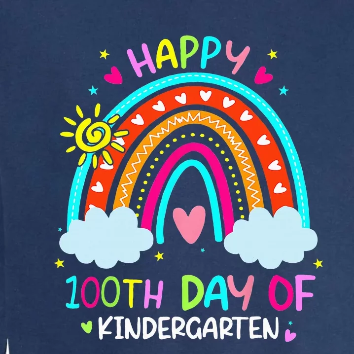 100th Day Of Kindergarten School Rainbow 100 Days Smarter Garment-Dyed Sweatshirt