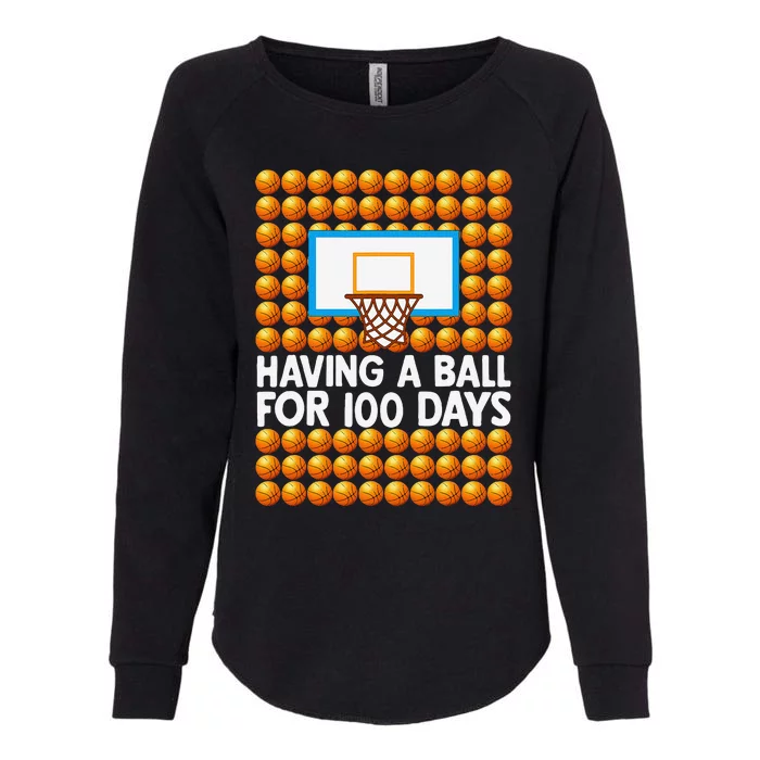 100 Days Of School Basketball 100th Day Balls Womens California Wash Sweatshirt