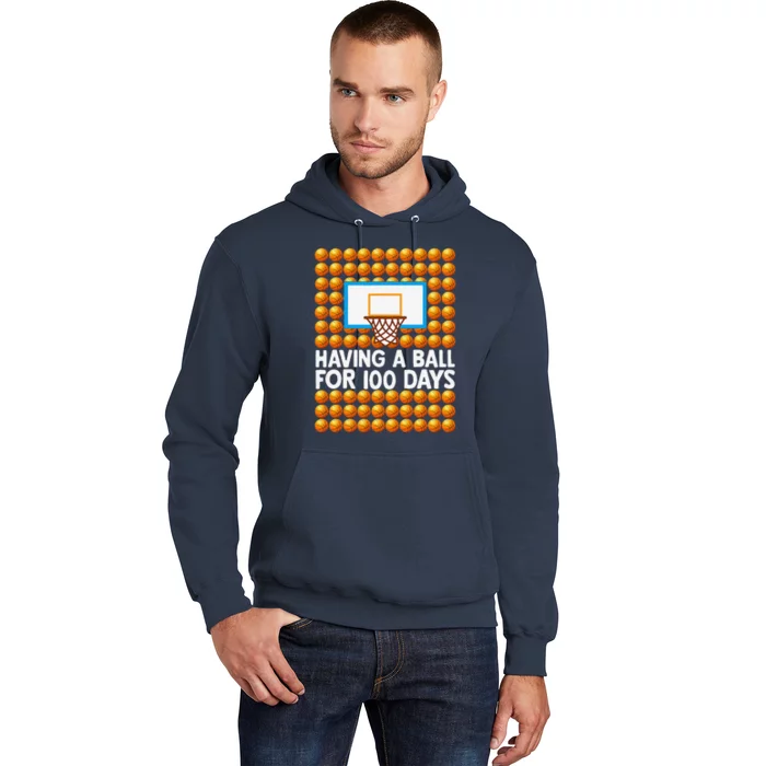 100 Days Of School Basketball 100th Day Balls Hoodie