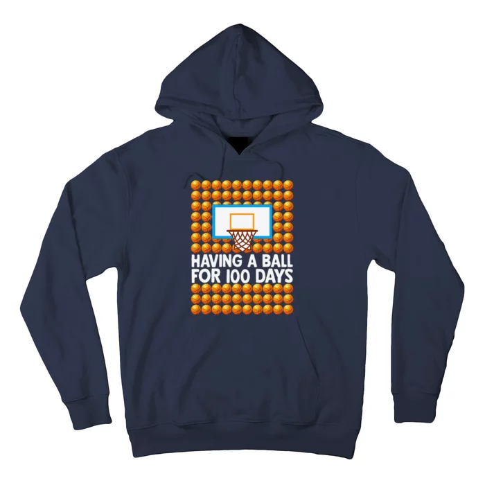 100 Days Of School Basketball 100th Day Balls Hoodie