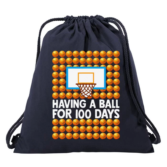 100 Days Of School Basketball 100th Day Balls Drawstring Bag