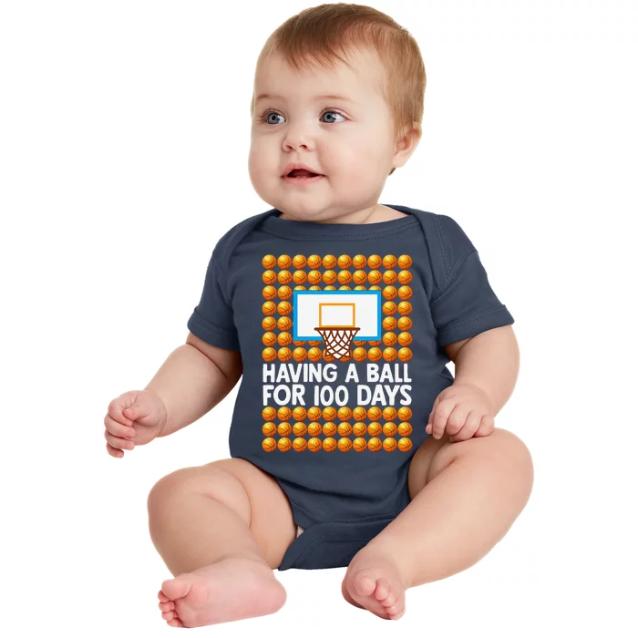 100 Days Of School Basketball 100th Day Balls Baby Bodysuit