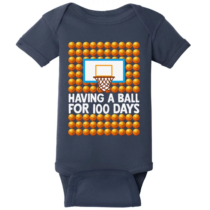 100 Days Of School Basketball 100th Day Balls Baby Bodysuit