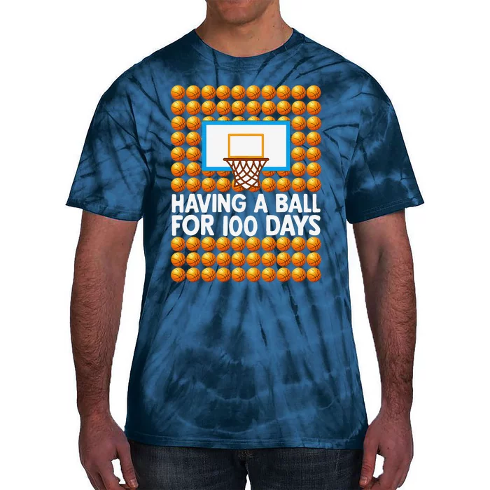 100 Days Of School Basketball 100th Day Balls Tie-Dye T-Shirt